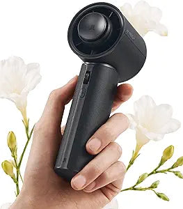 JISULIFE Handheld Fan Pro1 Mini - Scented Breeze: Elite PU Leather, Aroma Pod Innovation, 30 Hours Cooling, 100-Speed, Portable Fan for Travel, Concerts, Premium Gifts for Women Men- Velvet BlackΓ