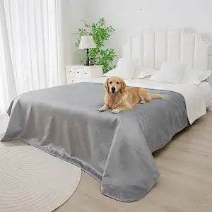 Waterproof Blanket for Dogs - Pet Throw as Furniture Protector | Cozy Sherpa & Smooth Velvet, Reversible and Machine Washable, for Couch and Bed, 86"x90", Dark Grey