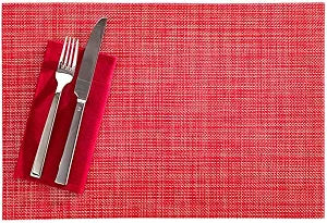 Restaurantware Red Vinyl Woven Placemat, 16 x 12 in, 6 Pack