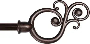 Kenney KN65262 Valencia Large Plastic Scroll End Standard Decorative Window Curtain Rod, 86-120" Adjustable Length, Chocolate Finish, 5/8" Diameter Steel Tube