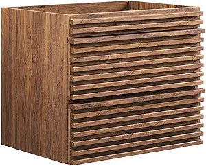 Modway Render 24" Wall-Mount Bathroom Vanity Cabinet in Walnut - Sink Basin Not Included