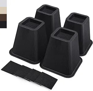ANNKUT 6 Inch Heavy Duty Bed Risers, Furniture Risers for Desk, Chair, Table or Sofa, Couch Lift Risers, Supports up to 2200 lbs per Leg(4 Pack Black)