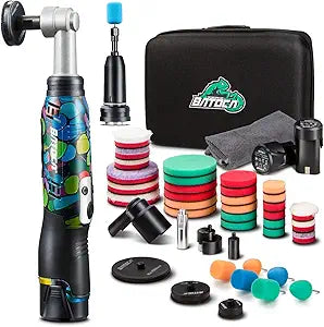BATOCA S6 Mini Cordless Polisher for Car Detailing 2x2.0Ah Batteries, 0mm Rotary Buffer, 12mm Dual Action Polisher 1-3 Inch, 2 Different Speeds Heads Systems, 4.2k-21k or 1-5k RPM Graffiti Style