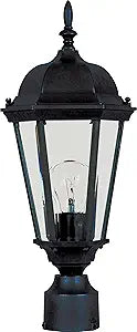 Maxim Lighting Westlake 1-Light Outdoor Post Lantern | Black Finish | Clear Glass Shade | Mediterranean Driveway Garden Post Light | 1001BK