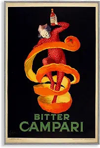 Vintage Campari Advertisement Poster, 12 x 18 Inch Framed Gicle Print