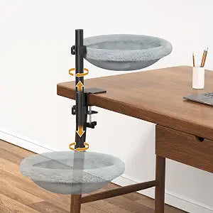 Cat Desk Bed - Cats Hammock for Home Office 360 Rotating & Height Adjustable - Supports Up to 45lbs Indoor Cat Nest Furniture for Office & Game Tables