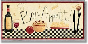 Stupell Home Dcor Bon Appetit Kitchen Wall Plaque, 7 x 0.5 x 17, Proudly Made in USA