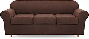 Lamberia High Stretch Sofa Cover for 3 Cushion Couch 4 Pieces Thick &Washable Plush Jacquard Sofa Slipover Couch Cover Furniture Protector for Dogs,Pets&Kids