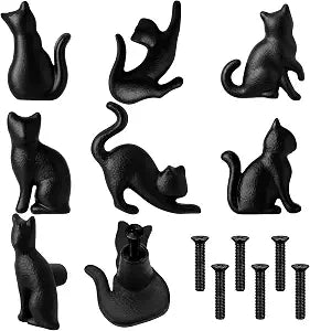 Chumia 6 Pcs Metal Cat Drawer Pulls Vintage Animal Single Hole Knobs