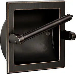 Recessed Oil Rubbed Bronze Toilet Paper Holder, Wall Mounted Heavy Duty Pivoting Toilet Paper Roll Holder with Rear Mounting Bracket in Wall, Easy lnstallation, Stainless Steel ORB