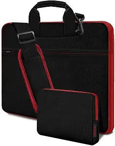 Hseok Laptop Shoulder Bag 17-17.3 inch with Small Case,Black-red