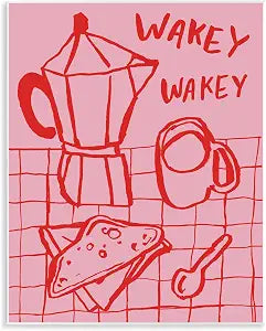 Breakfast Doodles Kitchen, 11 x 14 Inch Mounted Print on Wall Plaque