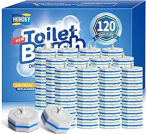 Hohoky 120pcs Bulk Pack of Disposable Toilet Brush HeadsToilet Wand Refills for Toilet Bowl Brush Cleaner Pads,Toilet Brush Replacement Compatible Heads with Most Toilet Brushes