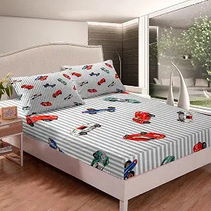Race car Bed Sheet Set Speed Sports Bedding Twin Size for Kids