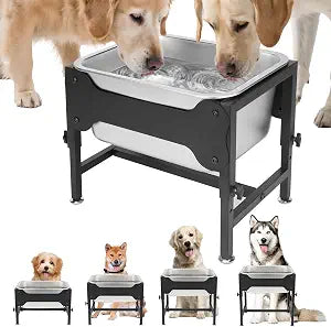 YUEPET 3 Gallon Elevated Dog Water Bowl for Large Extra Large Dogs Stainless Steel Dog Bowl with 4 Heights Adjustable Metal Anti-Slip Stand Pet Food Bowl for Joint Pressure Relief Indoor Outdoor Use