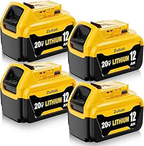 12.0Ah DCB206 Replacement for Dewalt 20V Max Battery, Compatible with Dewalt 20 Volt Drill, Impact Driver, Cordless Drill, Blower Tools(Multi-4pc)