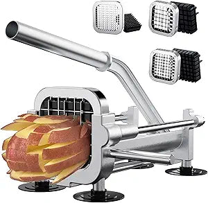 Eascandy French Fry Cutter, Heavy Duty Potato Slicer, Stainless Steel French Fries Cutter for Sweet Potato, Carrot, Yam, Cucumbers, 1/2&3/8&1/4 Cutter
