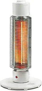 Sengoku HeatMate Portable Instant Heat Graphite Medium Tower Electric Heater for Small Areas in Homes, Offices, and Workshops, White
