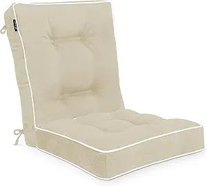 Favoyard Rocking Chair Cushion Set, Indoor & Outdoor Rocker Cushions, Water Resistant Seat Cushion Set for Patio Furniture 3-Year Color Fastness Chair Pads with Ties, Beige
