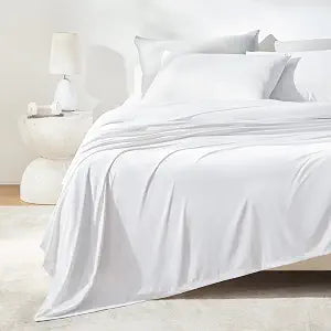 SLEEP ZONE Cooling Sheet Set Twin/Twin XL Size, Cooling Sheets for Hot Sleepers 3 - Piece Soft & Breathable Jacquard Cooling Bed Sheets for Twin/Twin XL Size Bed Deep Pocket Cool Fitted Sheet, White