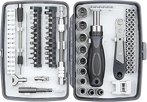 Ratchet Screwdriver Set, 68-in-1 Multi-Tool with 180 Rotatable Handle, High-Density CRV Steel Precision Bits, Magnetic Tip, Ergonomic Grip, for Computer, Bike, Car, Home Repairs (9902B)