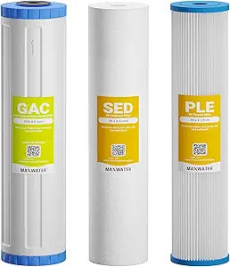 (3 Pack) 20" x 4.5" BB Whole House Pleated Sediment, GAC Carbon and Polypropylene Sediment Replacement Water Filters Works with 20" BB Whole House Water Systems