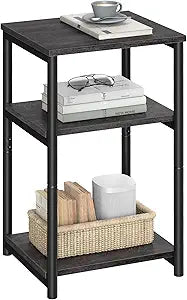 VASAGLE BARNET Collection - Side Table, Small End Table for Living Room, Modern Tall Nightstand, Bedroom, Office, Bathroom, Steel Frame, Misty Gray and Ink Black ULET273B68