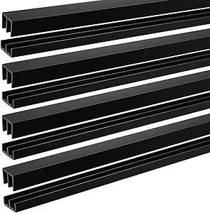 Landical 4 Sets 4 ft Long Plastic Sliding Cabinet Door Track Hardware Set for 1/4" Thick Panels Glass Window Cabinet Door Track for Sliding Closet Doors, Easy Quick Installation (Black)