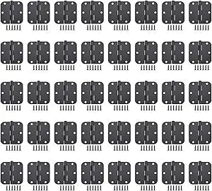 40 Pack Matte Black Door Hinges 3x3 Inch Interior Door Hinges for Doors Rounded 5/8" Radius Corners Iron Hinge Door Round Hinge Hardware