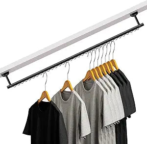 Wonderjune Closet Rail Hanging Closet Rod, 41" Any Angle Clothes Hanging Rail Under Stairs Storage Sloped Ceiling Mount Clothes Rod for Under Stairs Attic Bedroom Wall Mount(Black)