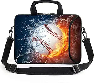 AMARY 13" 13.3" laptop sleeve chromebook case adjustable shoulder strap with handle accessory pocket (Baseball)