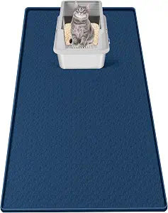 Cat Litter Mat for Litter Box 51"x25.6" Extra Large Silicone Mat | Waterproof Non-Slip Litter Box Mat with Raised Edges, Cat Litter Trapping Mat for Pet, Cat Litter Rug for Floor, Blue