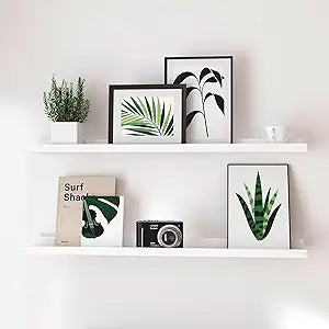 White Floating Shelves for Wall Decor, Long Wall Mounted Storage Shelf for Bedroom, Living Room, Bathroom, Kitchen, Nursery, Display Picture Ledge Shelf with Lip Set of 2-36 Inches, White