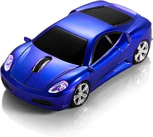 Sports Car Computer Mouse [Updated] with LED Headlights, 1600 DPI 2.4 GHz Wireless Mouse for PC & Mac, Blue