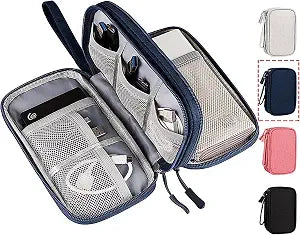 CAOODKDK Electronic Organizer Travel Cable Accessories Bag, Electronic Organizer Case, Electronic Accessories Organizer Bag for Power Bank, Charging Cords, USB Cable, Earphones (Navy Blue)