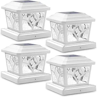 SIEDiNLAR Solar Post Cap Lights Outdoor 4 Modes 40 LEDs Aluminum Glass Fence Post Light for 4x4 5x5 6x6 Vinyl Wooden Posts Patio Deck Decor, Warm White & Cool White Dynamic Lighting White (4 Pack)