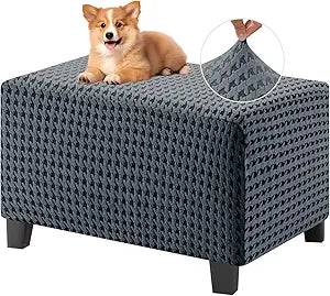 MAXIJIN Stretch Ottoman Cover Rectangular Ottoman Slipcovers for Footstool with Elastic Band Square Folding Storage Stool Furniture Protector Removable Washable (XX-Large, Dark Gray)