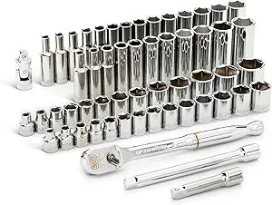GEARWRENCH56 Pc. 3/8" Drive 6 Pt. 120XP Mechanics Tool Set, Standard & Deep, SAE/Metric - 80550P