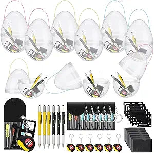 Chumia 30 Pcs Easter Gifts for Men Employee Coworkers Bulk 10'' Giant Easter Eggs Mini Measuring Tape Screwdriver Keychain Set Multitool Pen Card Tool for Easters Party Favors Basket Stuffing