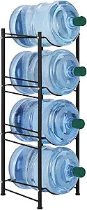 5 Gallon Water Bottle Jug Holder 4 Tier Heavy Duty Cooler Jug Storage Rack Detachable Bottle Organizer Shelf for Home, Kitchen, Office, Breakroom Space Save, Black