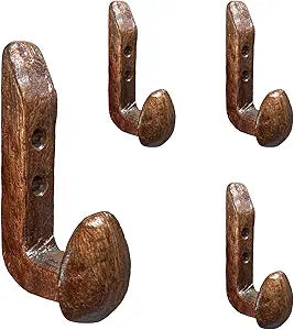 4PC Railroad Spike Cast Iron Hooks Antique Copper Rustic Coat Hook Heavy Duty Wall Mounted Hooks for Towel Bag Hat Bathroom Kitchen Farmhouse Outdoor Home Garden Hanging Tools Planter