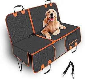 PetJoy Dog Car Seat Cover with Hammock Design  600D Heavy Duty Waterproof & Scratch-Resistant Rear Seat Protector for Dogs, Non-Slip Back Seat Covers for Cars, Trucks, SUVs