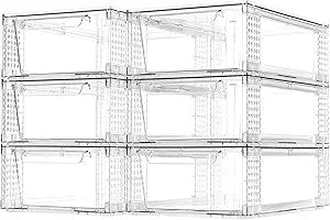 6 Pack Clear Stackable Storage Drawers, 3.95" H Easily Assemble Acrylic Organizer Bins - Multi-Use for Make up, Closet, Pantry, Bathroom, Medicine, Kitchen Cabinet & Undersink Organization