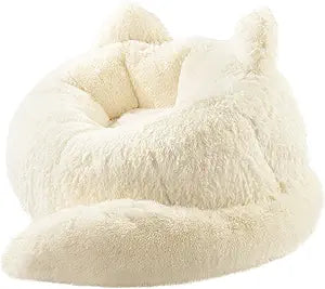 Achicsofar Bean Bag Chair for Adults Teens Giant Faux Fur Bean Bag Chairs with Filler Fluffy Plush Cat Shaped Beanbag Couch Comfy Accent Floor Sofa for Gaming, Reading in Living Room, Bedroom, Dorm