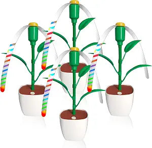 4PCS Fly Fans for Tables, Fly Repellent Fan to Keep Flies Away, Retratavle Food Fans for Camping, Picnic, Outdoor or Indoor Meals(Flowerpot Modeling)