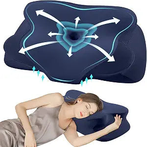 DONAMA Cervical Pillow for Sleeping, Contour Memory Foam Pillow for Neck and Shoulder Support, Ergonomic Neck Pillow for Side Back Stomach Sleepers, Bed Pillows with Cooling Pillowcase