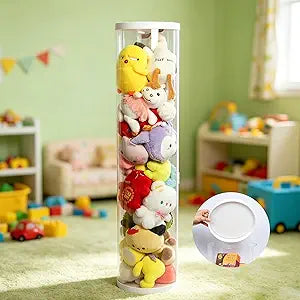 Stuffed Animal Storage Tube, 35.4x10.2 Inch Large Capacity Toy Storage Organizer with ZipperSpace-Saving Stuff Animal Organizer for Bedroom/Living Room/Closet