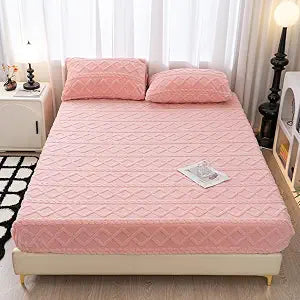 Full Velvet Fitted Sheet and 2 Pillowcases, Deep Pocket Up to 15���