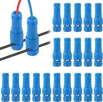 20Pcs Low Voltage Landscape Wire Connector, Waterproof 12/14/16/18 AWG Light Wire Cable Connectors for Outdoor LED Path Garden Spotlights Lawn Lamp - Blue