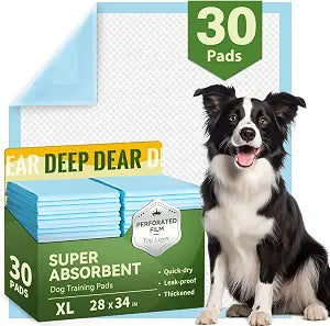 DEEP DEAR Extra Large Dog Pads 28"x34", 30 Count Thicker Puppy Pads XL, Super Absorbent Pee Pads for Dogs, Disposable Incontience Underpads for Doggies, Cats, Rabbits, Pups, Leak-Proof Pet Potty Mats